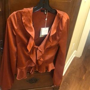 Missguided Ruffle Tie Front Blouse